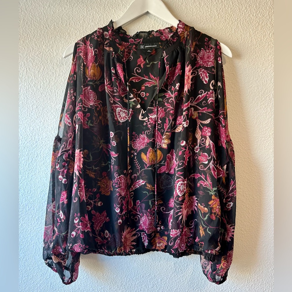 ☀️ INC International Concepts Slit-Sleeve Ruffled-Neck Popover Top